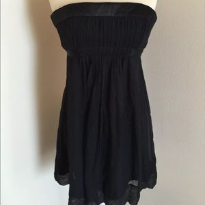 NEW BCBG Dress Women 0 Strapless Silk Woven Black